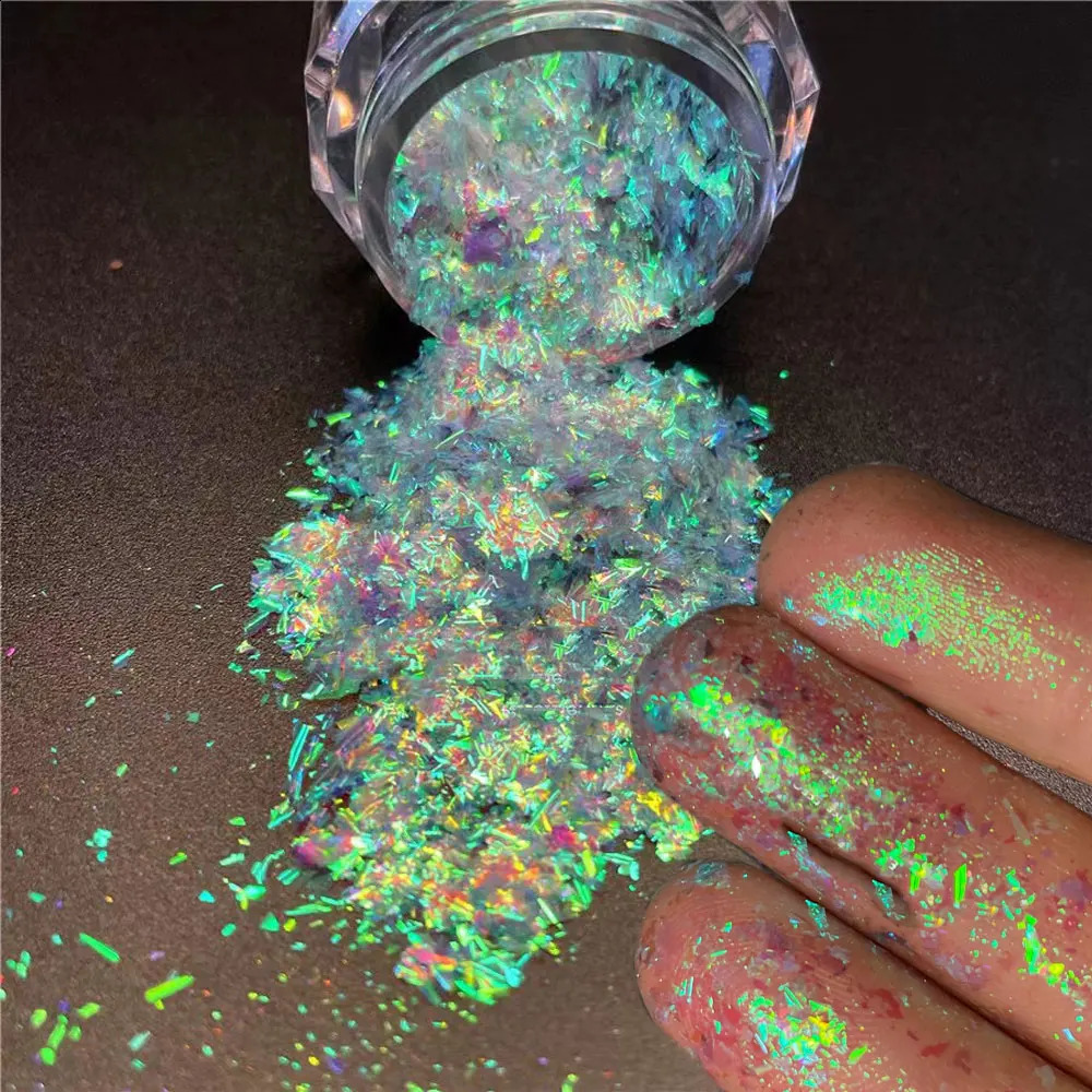 Sparkly chameleon nail protein stone magic mirror aurora thick nail sequins pigment eye shadow color shift mermaid nail chrome dust 240829