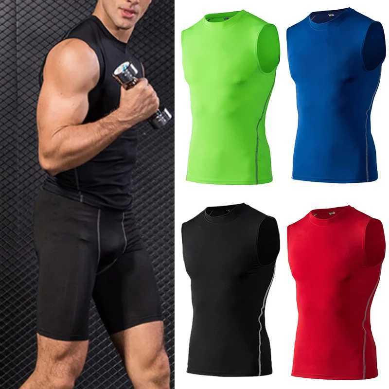 Solid gym clothing mens tank top breathable compression sleeveless basket quick drying sports shirt mens fitness tank topW240718