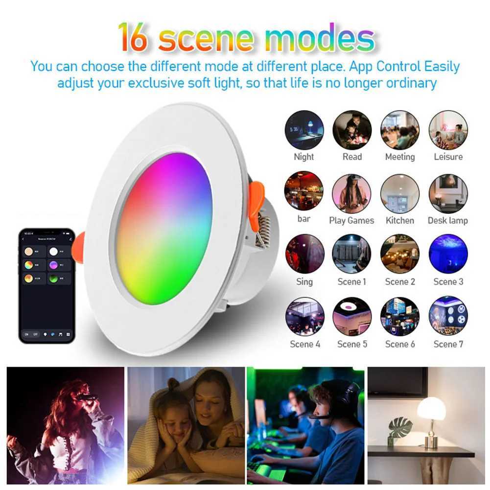 10-1PCS Smart LED Downlight LED Ceiling Recessed Down Light Dimmmable Spot Lamp 10W RGB +CW+WW Changeable LED DownlightLX241114
