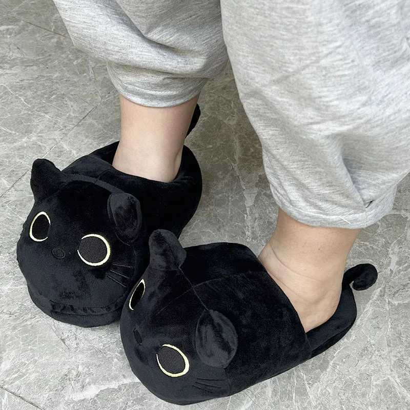 Cartoon full set of cat slides warm winter slides soft plush dolls cute indoor anime bedroom shoes for female families to use CL240830