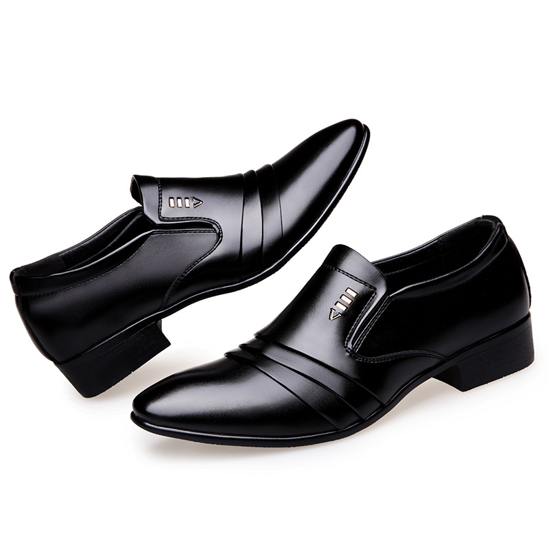 Brand PU Leather Fashion Men Business Dress Loafers Pointy Black Oxford Breathable Formal Wedding Shoes 4 02014