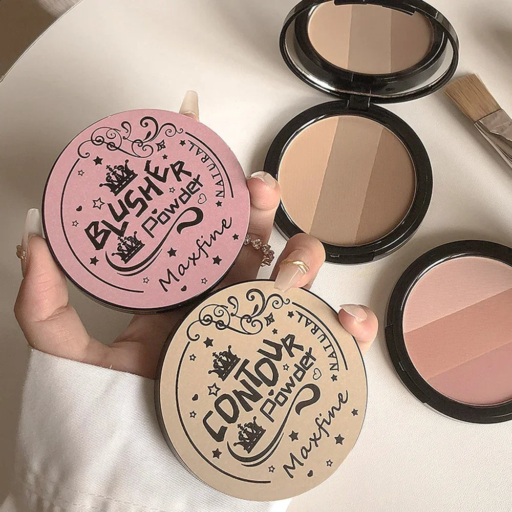 Matte outline pink rose pink bronze color palette long-lasting natural shadow powder contour waterproof 3-color cosmetics 240829