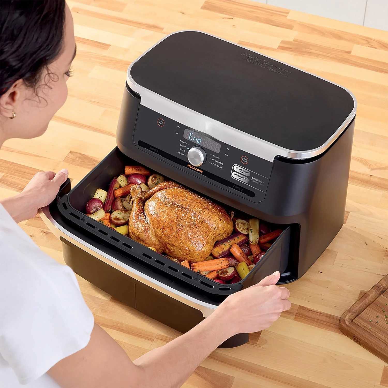 Foodi 11 Quart 7-in-1 MegaZone XL FlexBasket air fryer a basket dispenser for whole meal air frying baking grey (updated) safety CL240829