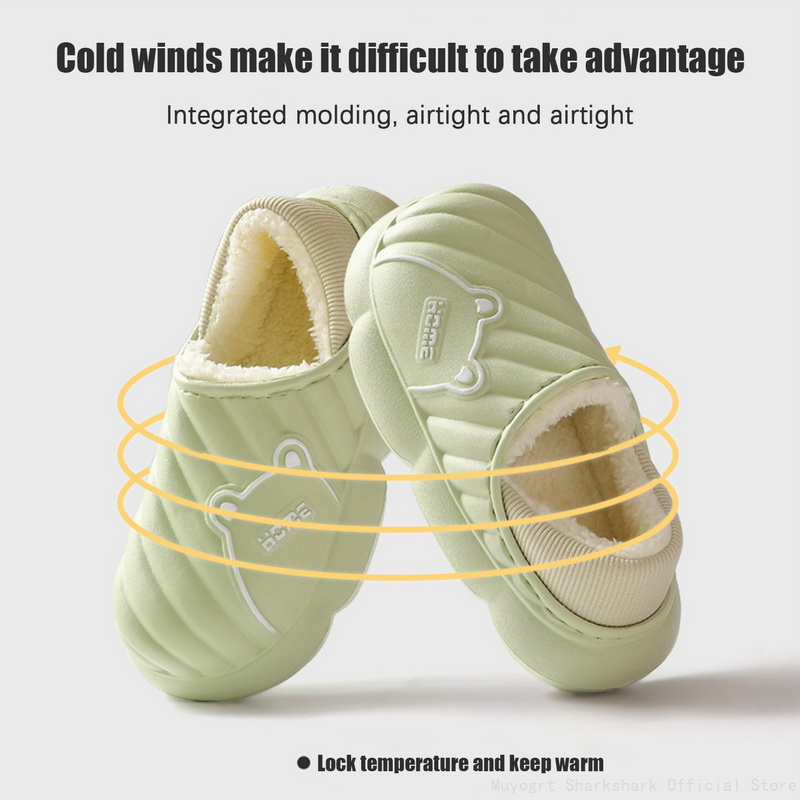 New Women Men's Winter Thick Soles Home Quality Plush Men Waterproof Eva Lovers Household Cotton Slippers Shoe 87Fb