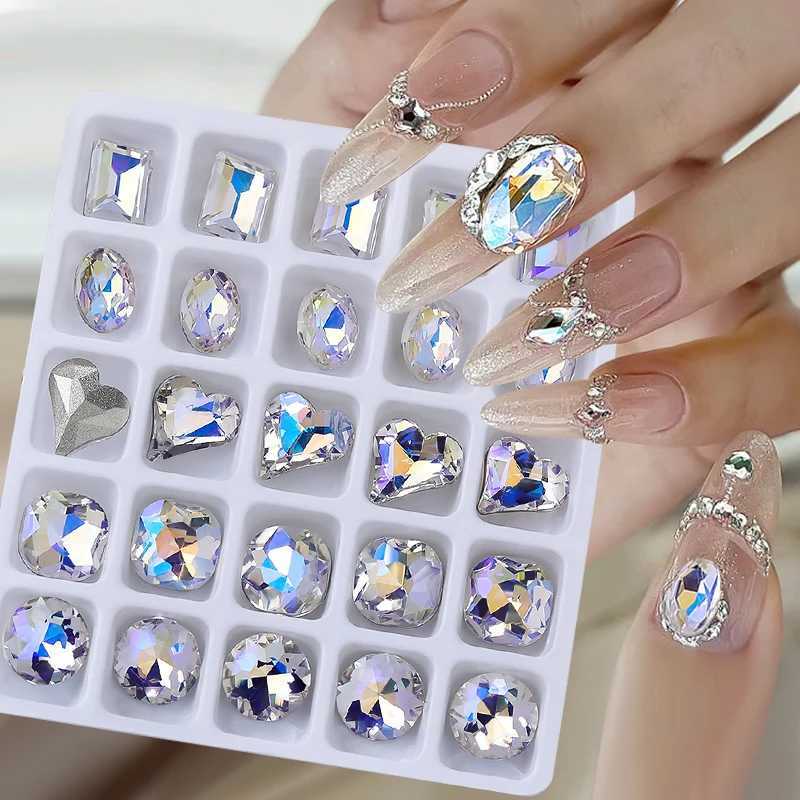 10/25 Sharp Bottom Crystal Nail Art Water Diamond Mixed Shape Large Crystal Nail Charm High Quality Sparkling Stone Nail 3D DIY Stickers W240829