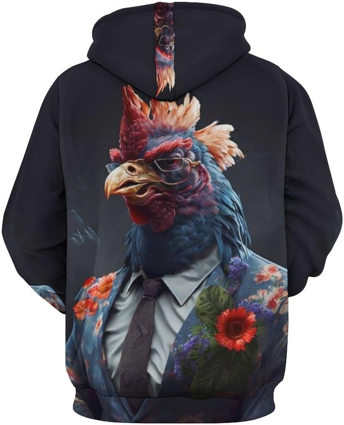 Hoodie for Mens Womens Rooster Sunglasses Urban Animal Funny Hoodies Novelty Chicken Long Sleeve Pullover Sweatshirt Graphic Hoodies sweatshirt Pullov