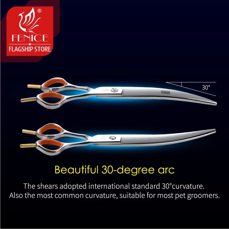 Fenice Professional 7.0 inch Pet Grooming Scissors Fluffy Traceless Dog Thinning Scissors Shears Thinning Rate 50%