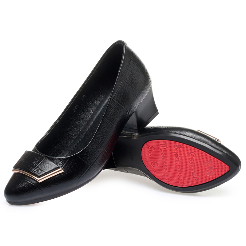 AIYUQI Dress Shoes Women Genuine Leather Large Size Mid Heel Women Spring Shoes Fashion Red Office Work Shoes Women