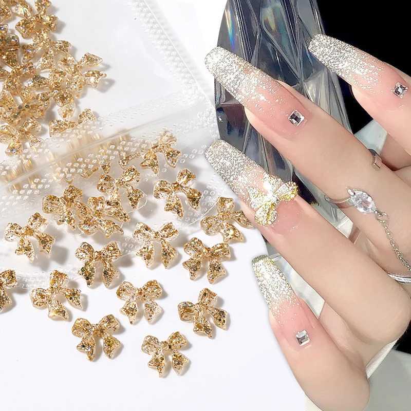 50 pieces of 3D luminous nail charm accessories jelly ribbon bow nail decoration transparent crystal handmade jewelry W240829
