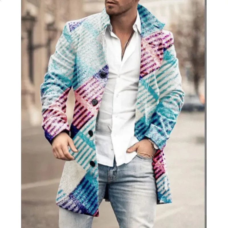 Autumn and winter mens wool stand collar mid length pocket casual jacket mens jacket 240829