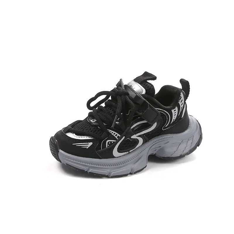 Kids Sneakers for Girls Chunky Childrens School Basketball Shoes Mesh Breathable Boys Fashion Causal Sports Shoes Hook LoopXJ250311