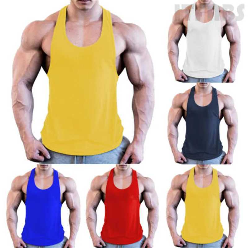 New fitness clothing mens solid color sleeveless gym striped vest top-level fitness vest mens sportswear underwear casual vestW240718