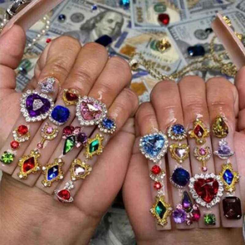 5Pcs Nail 3D Diamond Heart Charm Germ Rhinestone Stud 12X13mm Nail Art Decoration Handmade Necklace Craftsmanship Jewelry W240829