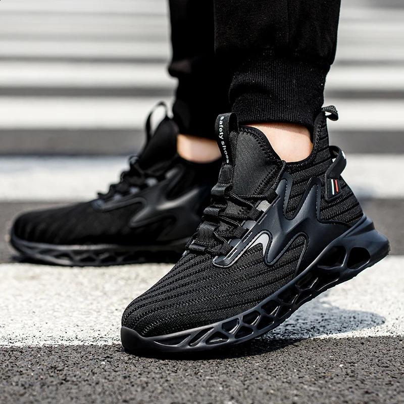 Breathable Men Work Safety Shoes Anti-smashing Steel Toe Cap Working Boots Construction Indestructible Work Sneakers Men Shoes 240819