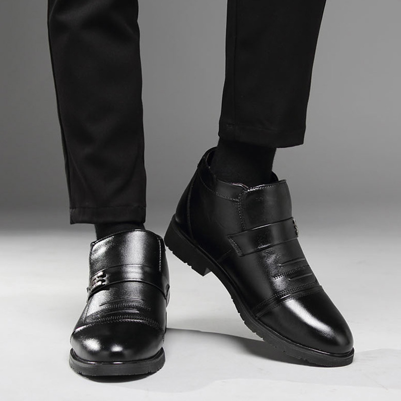 Genuine 100% Shoes Men Warm Plush for Cold Winter Mens Ankle Boots Cow Leather Male Footwear Black 899 d6e9 s