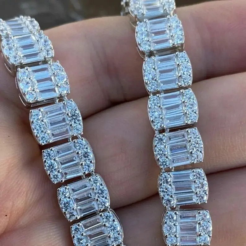 Vvs Moissanite Diamond For 925 Silver Material 2mm 3mm 4mm 5mm 6.5mm Stone Tennis Link Chain Necklace For Rapper