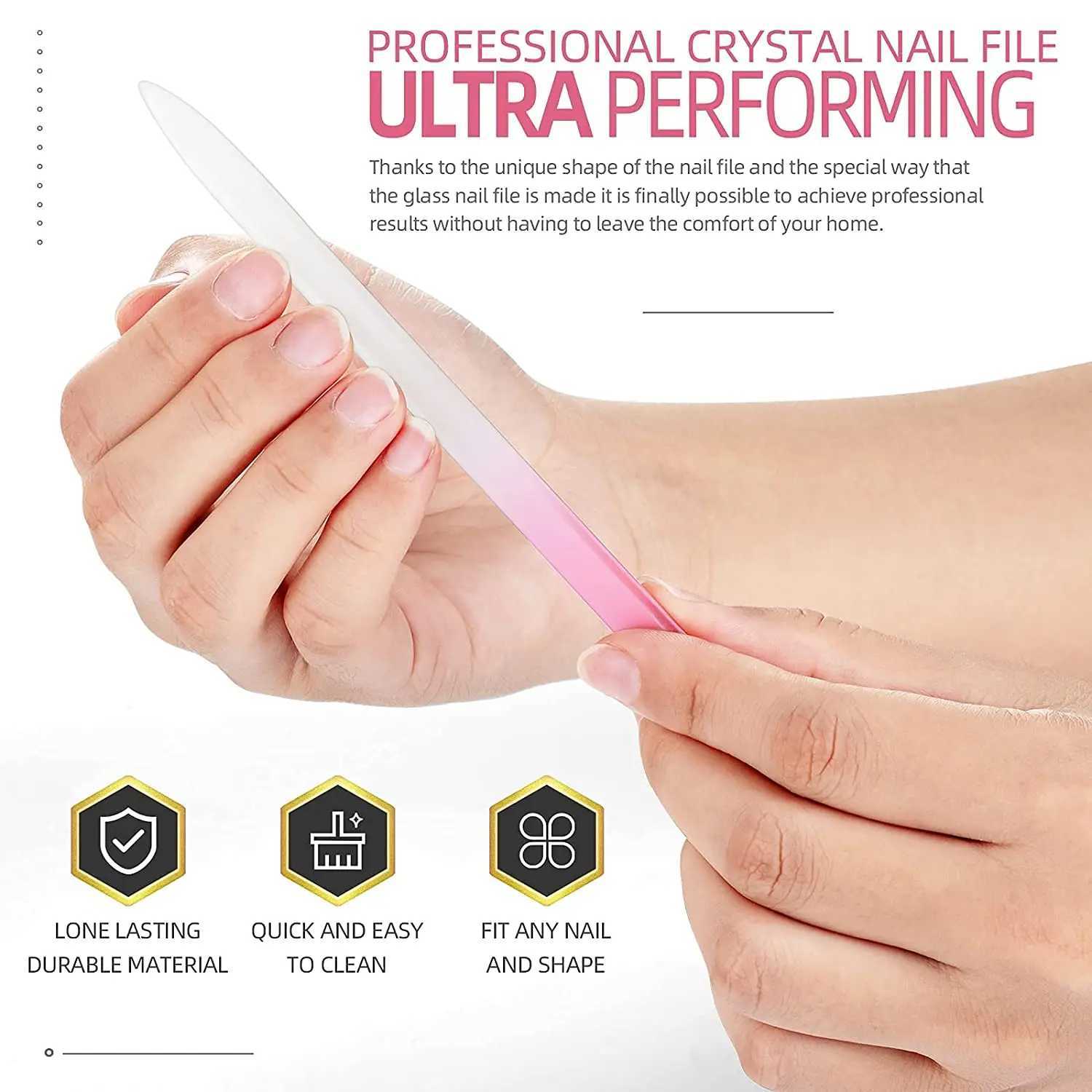 1PC professional colored glass nail file double-sided transparent gradient crystal polishing file nail art processing tool supply W240829