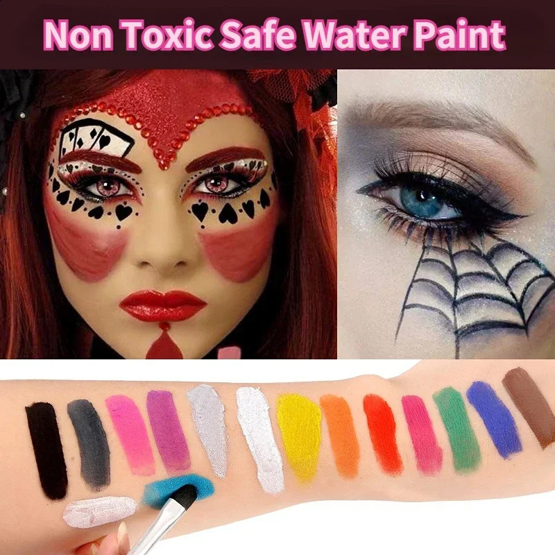 15 color painting kit body makeup non-toxic watercolor oil with brush used for Christmas and Halloween fancy carnival vitality parties 240829