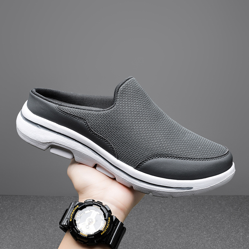 2023 NEW Men Casual Mules Mesh Breathable Flat Slippers Summer Couple Shoes Large Size Fashion Slippers for Men Street Sandals