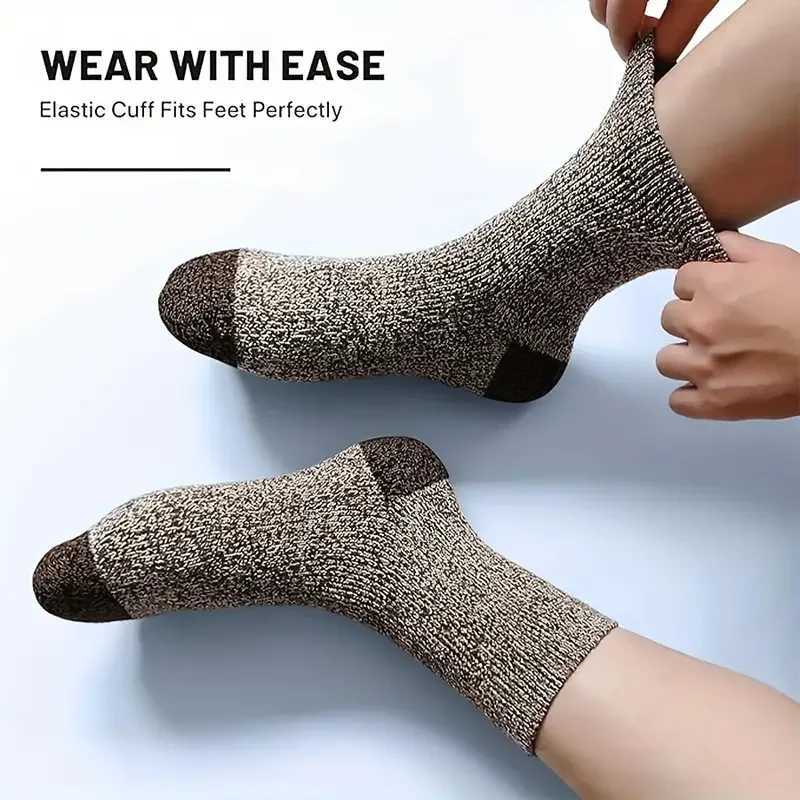 Men's Socks 5 Pairs Merino Wool Socks For Men Super Thick Hiking Socks Thermal Socks For Cold Weather Y240830SIS5