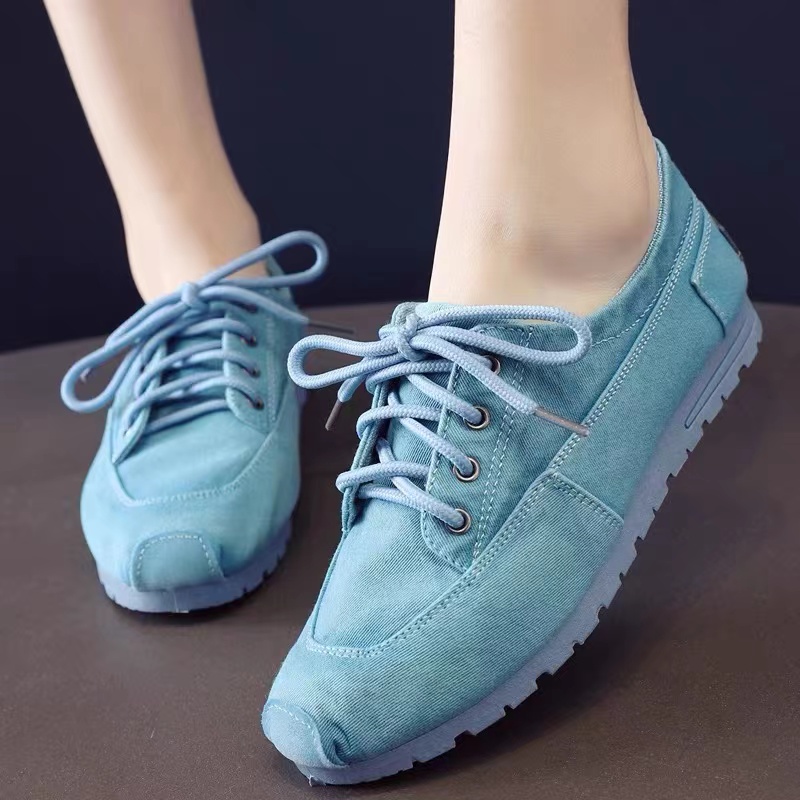 Walk Women Fashion Canvas Casual Shoes Lacing Platform Candy-colored Out-door Washed Cloth Shoes Size Oversized man shoes 35-44