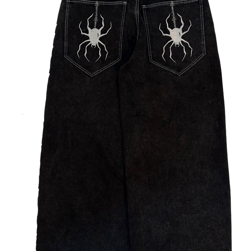 Hip Hop Gloe Baggy Jeans For Men Vintage Streetwear Slouchy 2000s High Street Y2K Jeans Wide Leg Pants Spider Denim Men Clothing 240829