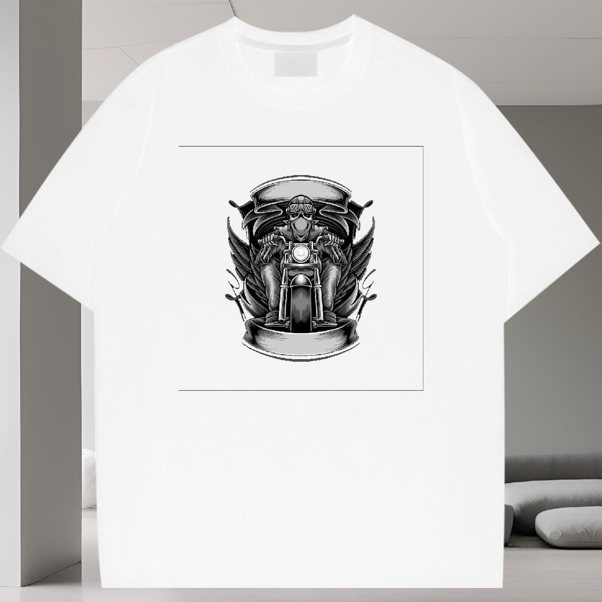 Popular T-Shirts 100% Cotton 230g skull Street Casual DIY Logo Oversized Pure Cotton Men Tees Fashion Wear