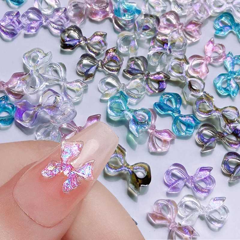 1 bag Aurora Ribbon Bow Nail Charm Parts 3D Color Nail Rhinestone Candy Color Nail Art Decoration DIY Hand Tools W240829