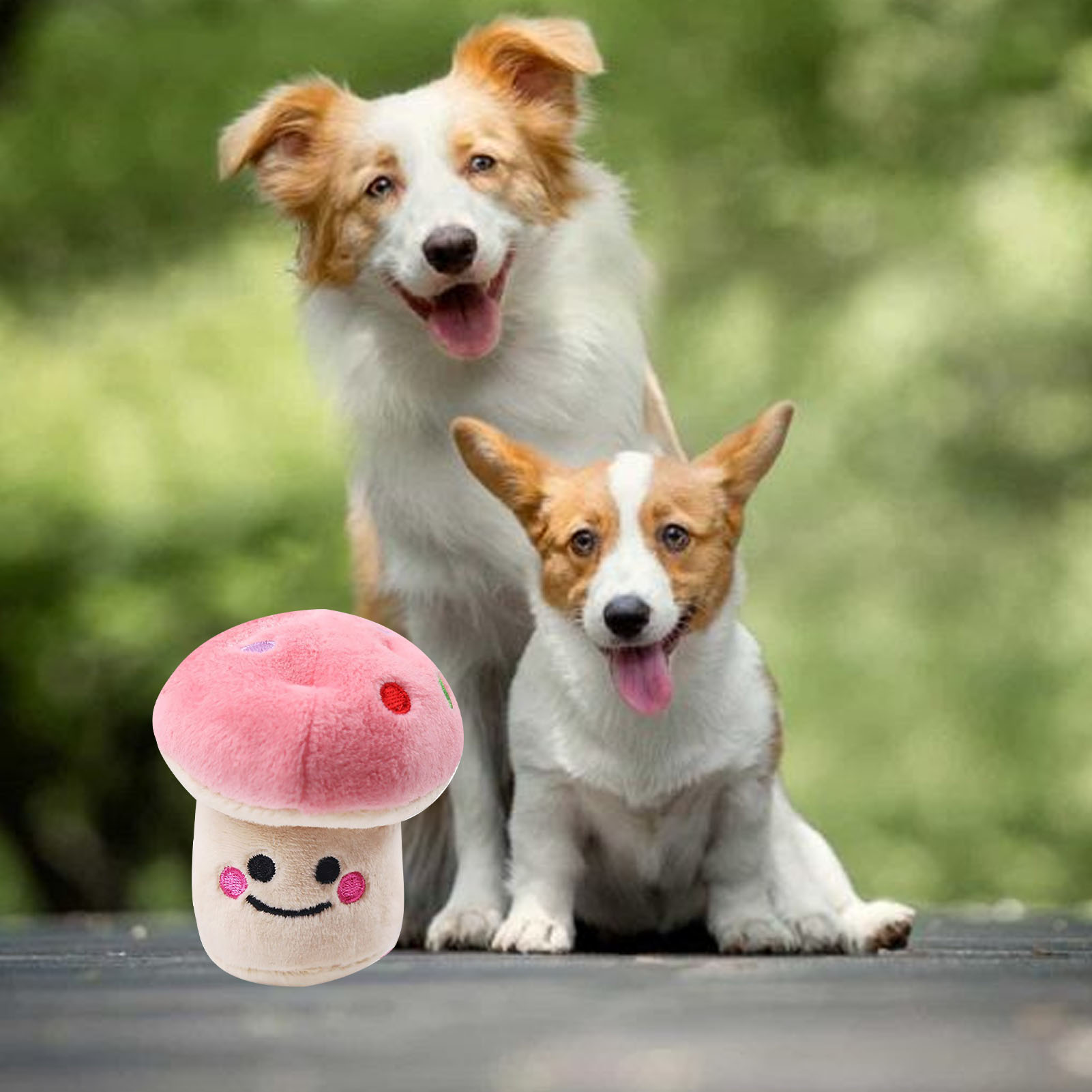 Plush Dog Toy Cartoon Mushroom Shaped Bite Resistant Teeth Grinding Reduce Boredom Interactive Puppy Chew Toy