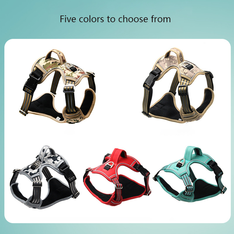 Camouflage Pet Harness Adjustable Reflective Medium & Large Dog Harness Mesh Breathable with Control Handle To Prevent Bursting