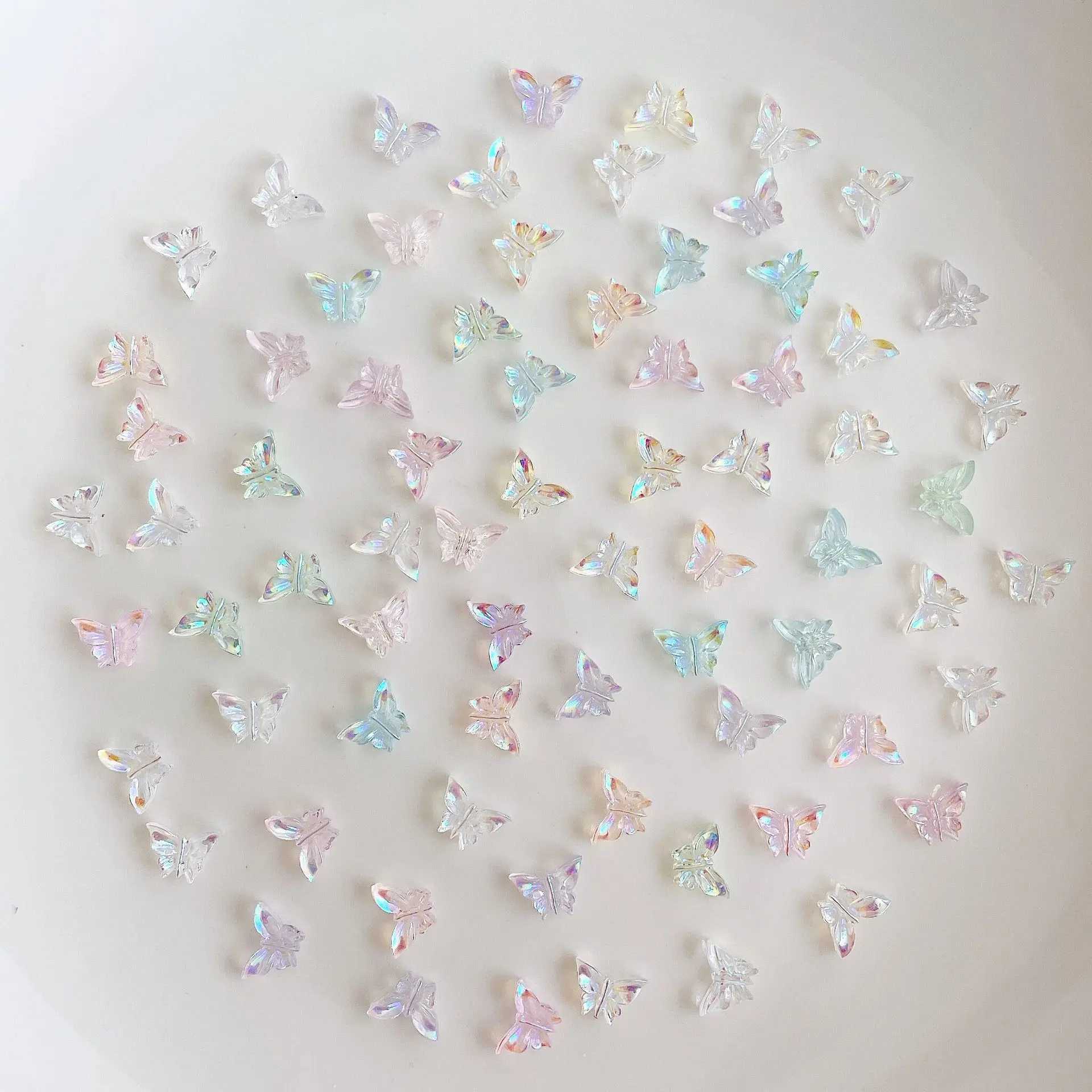 60 Aurora Butterfly Nail Charm Sparkling 3D Acrylic Nail Decoration Materials Manicure Kawaii Accessories W240829