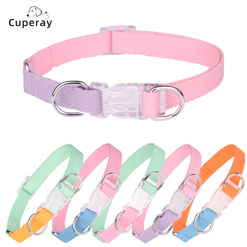 Dog Collars Adjustable Size Pet Items Colorblock Collars Polyester Material Pet Dog Accessories for Small & Medium Dog Products