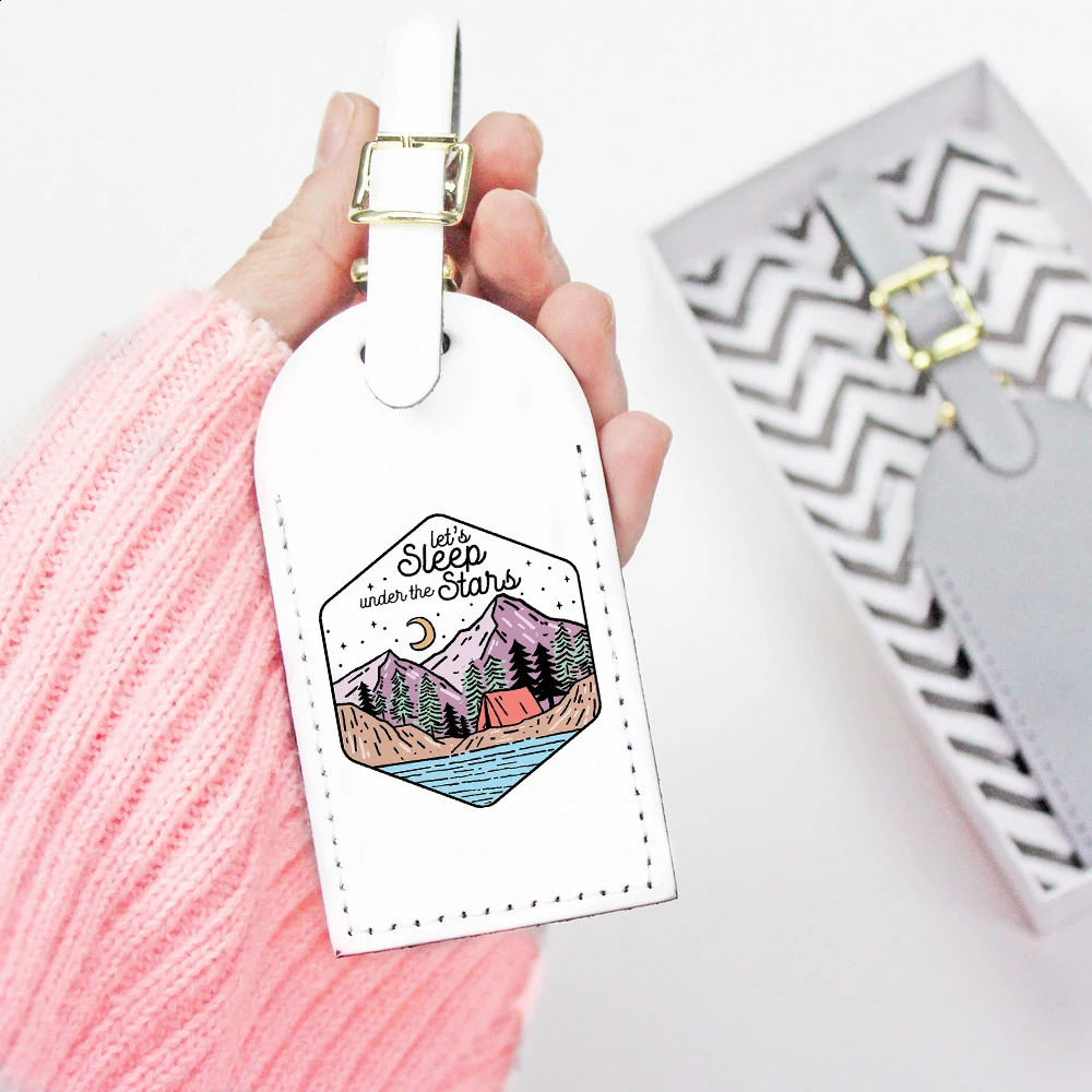 And So The Adventure Begins Print Pu Leather Luggage Tag Suitcase Identifier Label Baggage Boarding Tags Travel Accessorie Gifts 240829