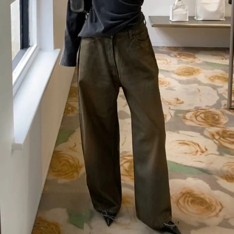 HKSH Spring Autumn Mens High Street Denim Pant Vintage Streetwear Jeans Wax Coated Silhouette Trend Trousers HK1443 240826Z