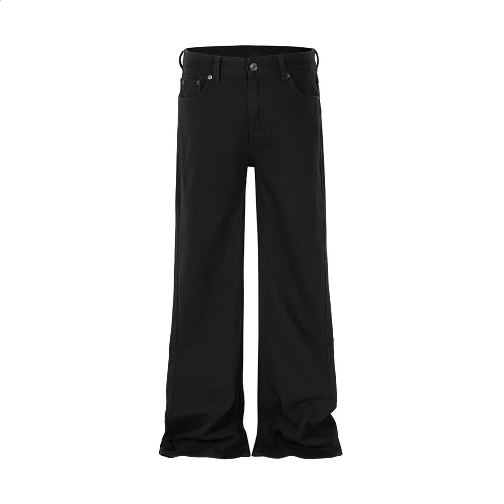 Streetwear Black retro bag style flanged jeans suitable for both men and women Ropa Hombre straight boots ultra-fine denim fabric 240829