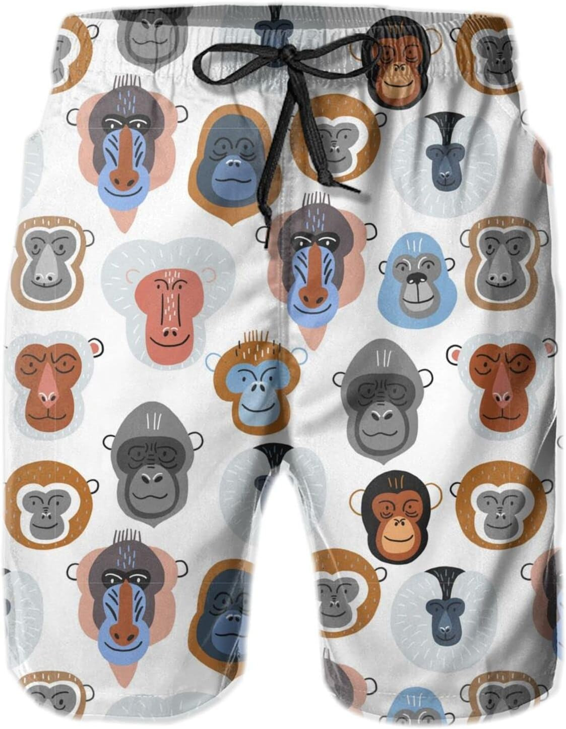 Mens Shorts 3D Printing Pattern Monkey Orangutan Swim Trunks Quick Dry Fashion Beach Board Swimwear