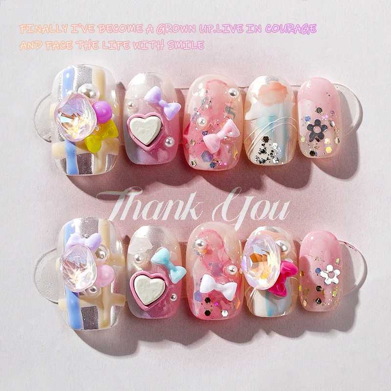 50 pieces/bag Kawaii mini ribbon bow nail decoration cute Macaron bow design nail charm professional handmade accessories W240829
