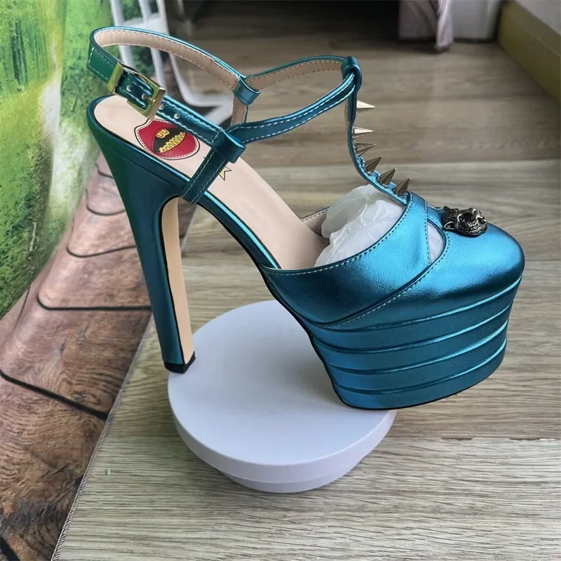 dh5367242 Sexy Brand Rivet 16cm Heel Sandals Platform Party Wedding Ball T-stage Women High Quality Large 43summer Female Shoes 29a1 84b5