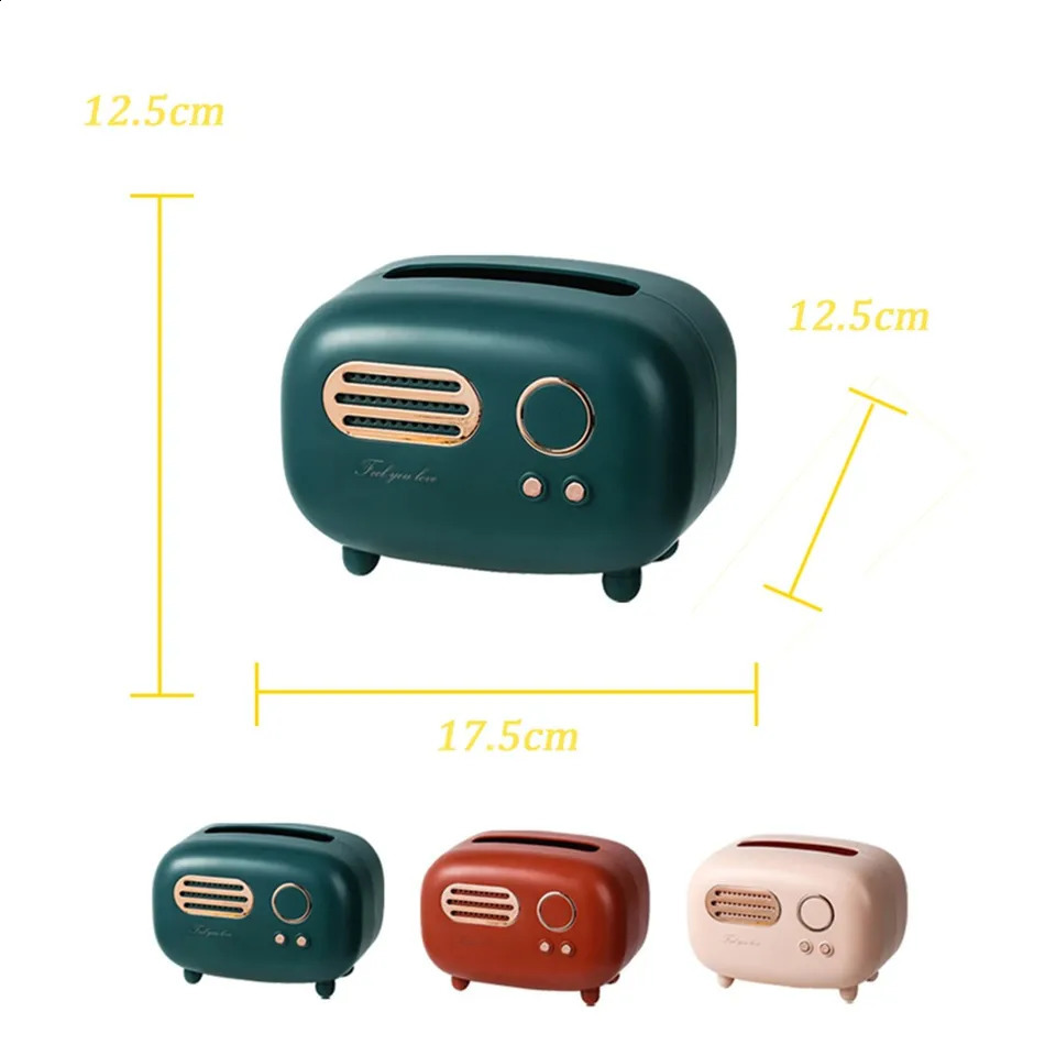 Retro radio model tissue box desktop paper holder family living room retro dispenser storage napkin 240829