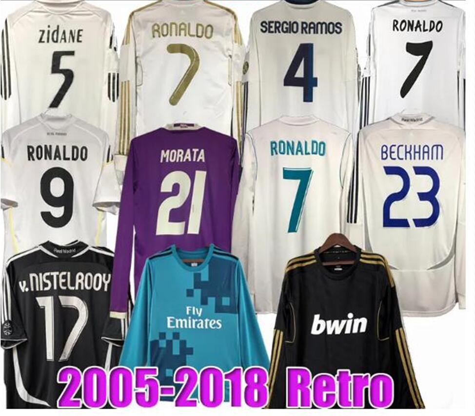 Retro Real MadridS Soccer Jersey long sleeve Football shirts GUTI Ramos SEEDORF CARLOS 10 11 12 13 14 15 16 17 RONALDO ZIDANE RAUL 00 01 02 03 04 05 06 07 finals KAKA