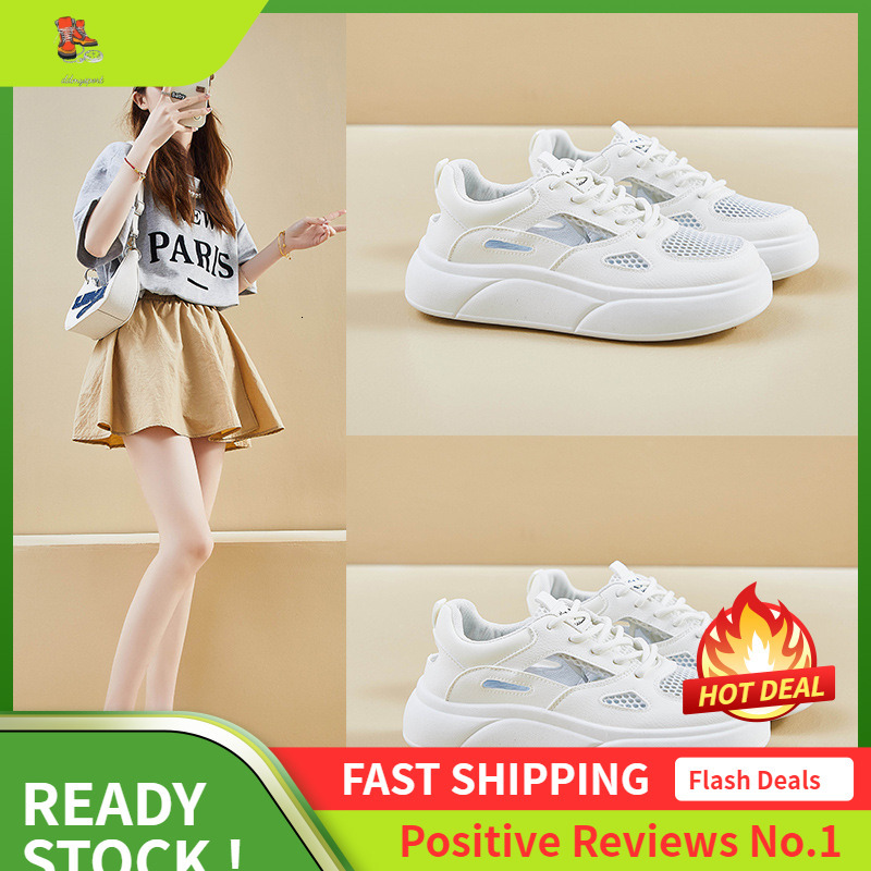 Ddmysports Summer White New Korean Edition Ins Female Students Eight Increasing Breathable Sports Board Trendy Casual Shoes S OUTDOOR