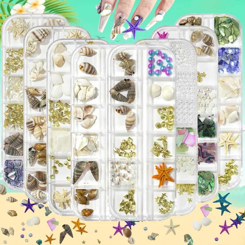 Summer Nail Art Rhinestone Ocean Nail Charm Shell Sea Star Conch Series 3D Beach Nail Design Decoration DIY Parts W240829