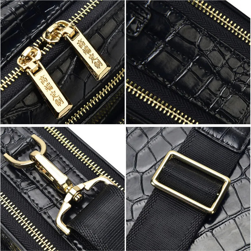 pattern mens bag business men shoulder messenger bag casual handbag Cowhide leather vertical Tote bag small briefcase 240829CJ