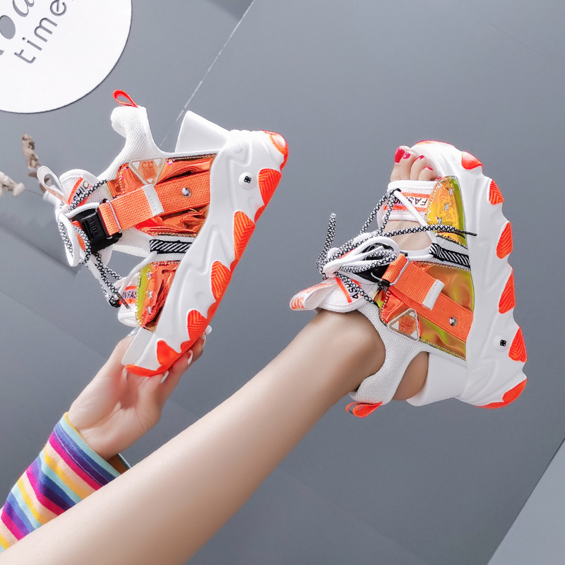 Leisure Lady Platform Chunky Sandals Mixed Color shoes lace Buckle Punk Sandals Women Open Toe Beach Casual Shoes Woman