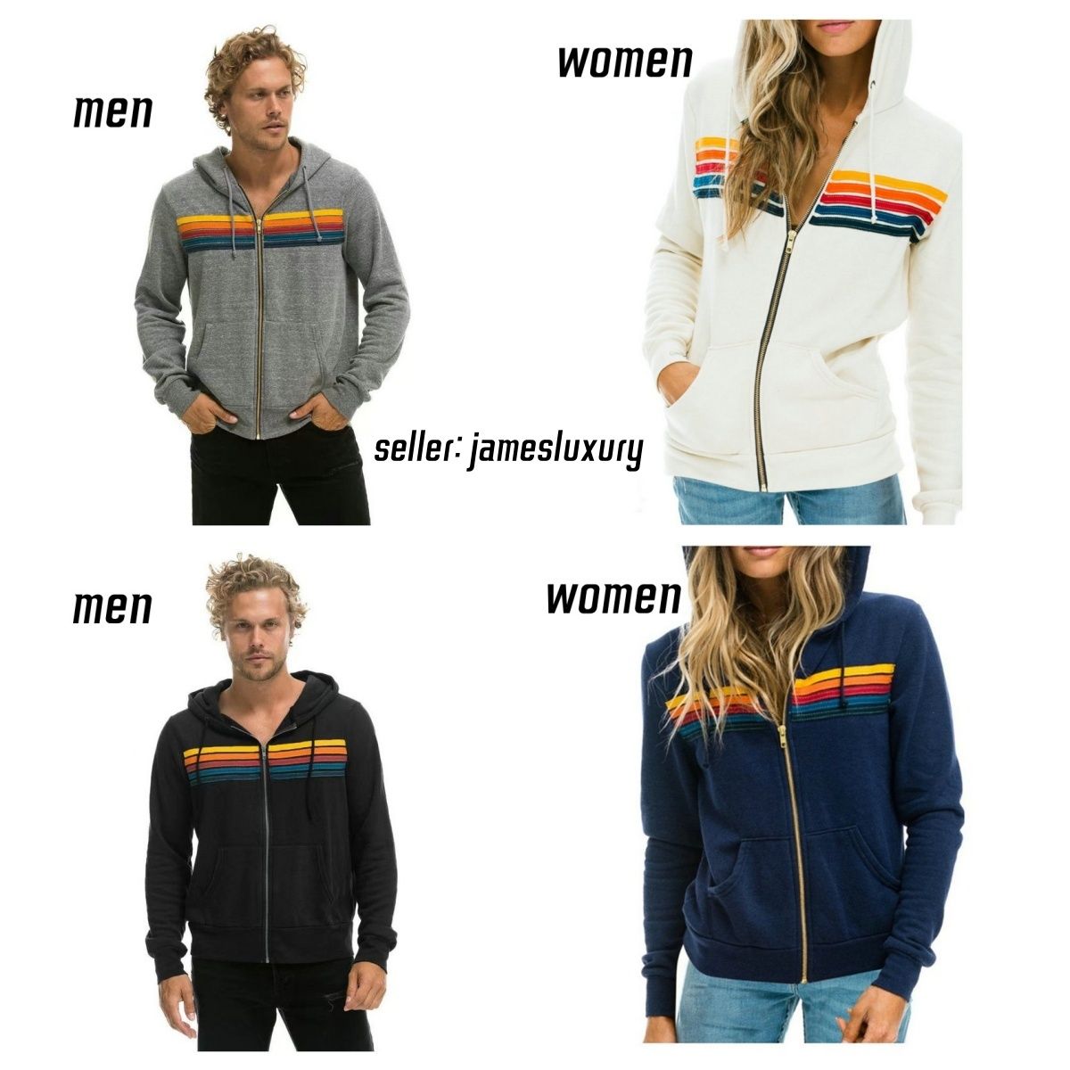 Hoodie designer men and women oversized color red stripe full zipper hoodie pullover pants streetwear