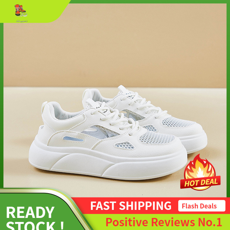 Ddmysports Summer White New Korean Edition Ins Female Students Eight Increasing Breathable Sports Board Trendy Casual Shoes S OUTDOOR