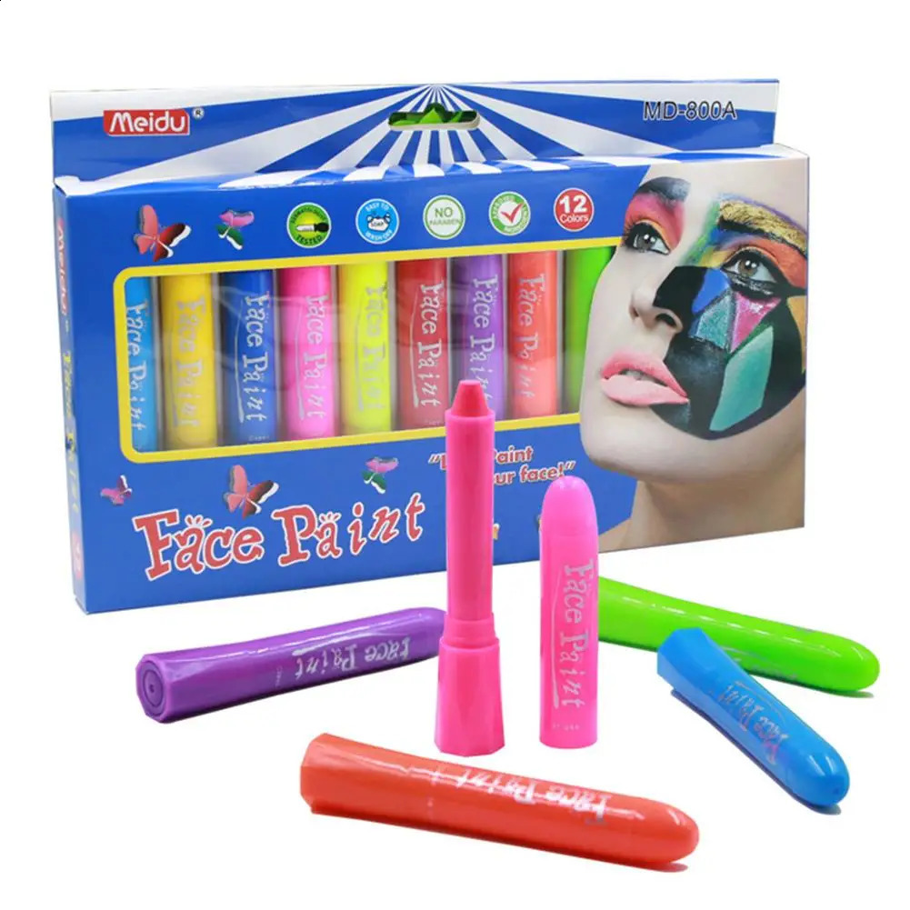 12 Color Childrens Painting Set Non Toxic Crayon Makeup Supplies Used for Party Halloween Carnival Fancy Dress 240829