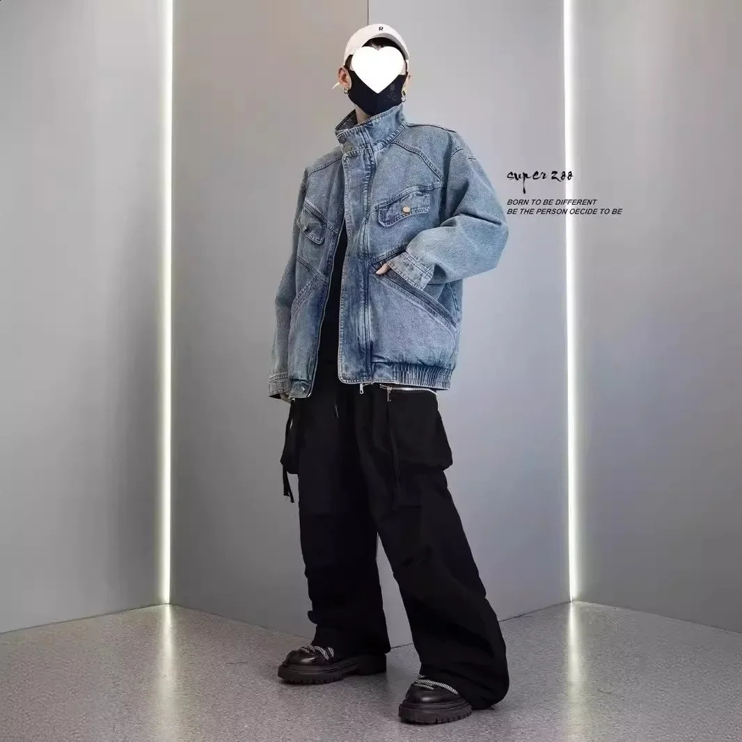 Trendy Vintage Distressed Denim Jacket Unisex Loose Fit Casual Versatile Streetwear For Men Women 240829