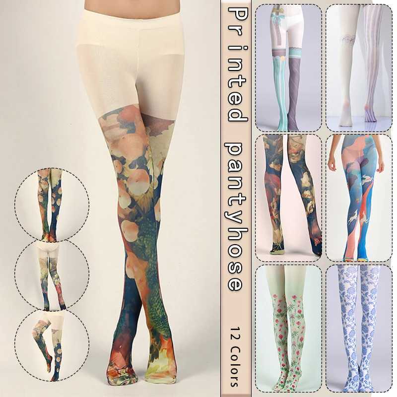 Socks Hosiery Swt Lolita Print Pantyhose Sexy Japanese Harajuku Stretch Tights Women Y2K Girls Pants Tattoo Pantyhose Xmas Stockings Y2408330MK8S