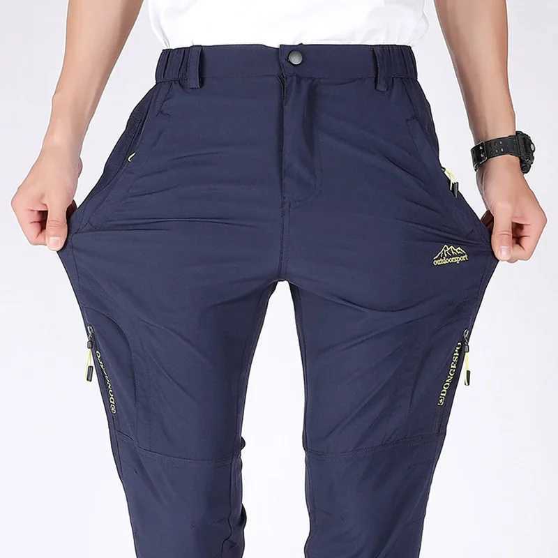 5XL mens outdoor hiking pants with quick drying waterproof multiple pockets lightweight climbing practical fishing and travel cargo pants W240829